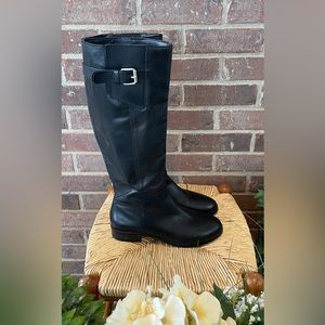 INC Black Leather Black Riding Boots Size 7
